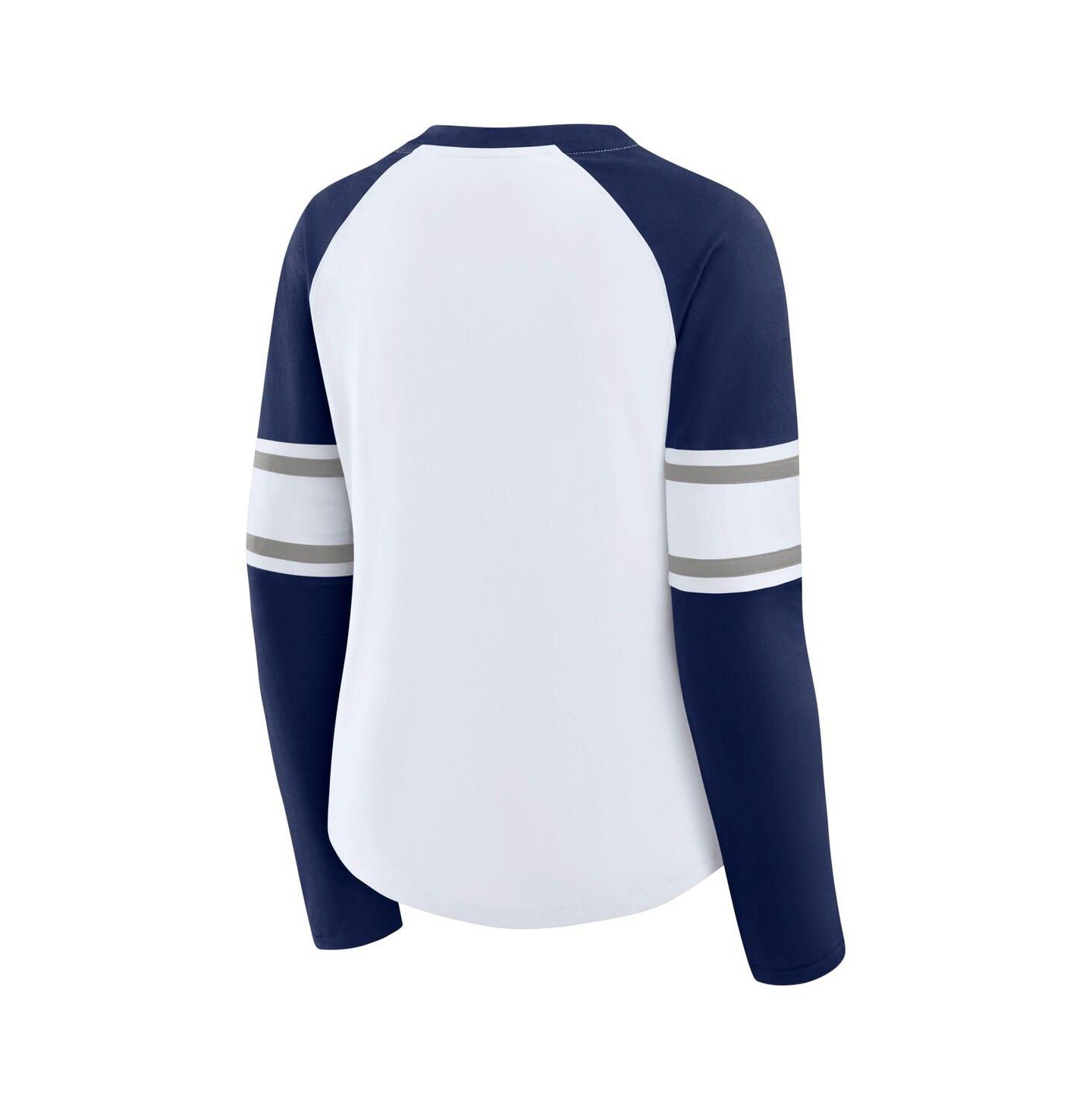 Женская футболка Fanatics White/Navy Dallas Cowboys Redzone Blitz Package Raglan Lace-Up V-Neck Long Sleeve — фото 2