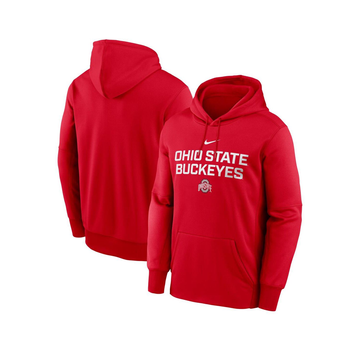 Men's Scarlet Ohio State Buckeyes Team Stacked Performance Pullover Hoodie