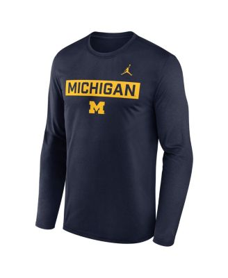 Men's Navy Michigan Wolverines Primetime Campus 2-Hit Legend Dri-FIT Long Sleeve T-Shirt