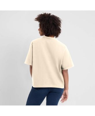 Women's Cream Michigan Wolverines Established Tag Boxy T-Shirt