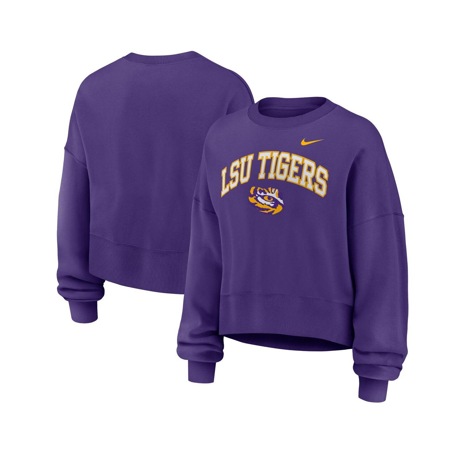 Women's Purple LSU Tigers Oversized Phoenix Arch Pullover Sweatshirt
