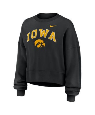 Women's Black Iowa Hawkeyes Oversized Phoenix Arch Pullover Sweatshirt