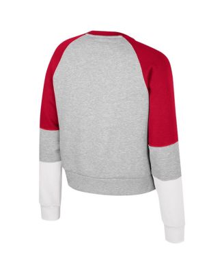 Women's Heather Gray Alabama Crimson Tide Katinka Rhinestone Scoop Neck Pullover Sweatshirt