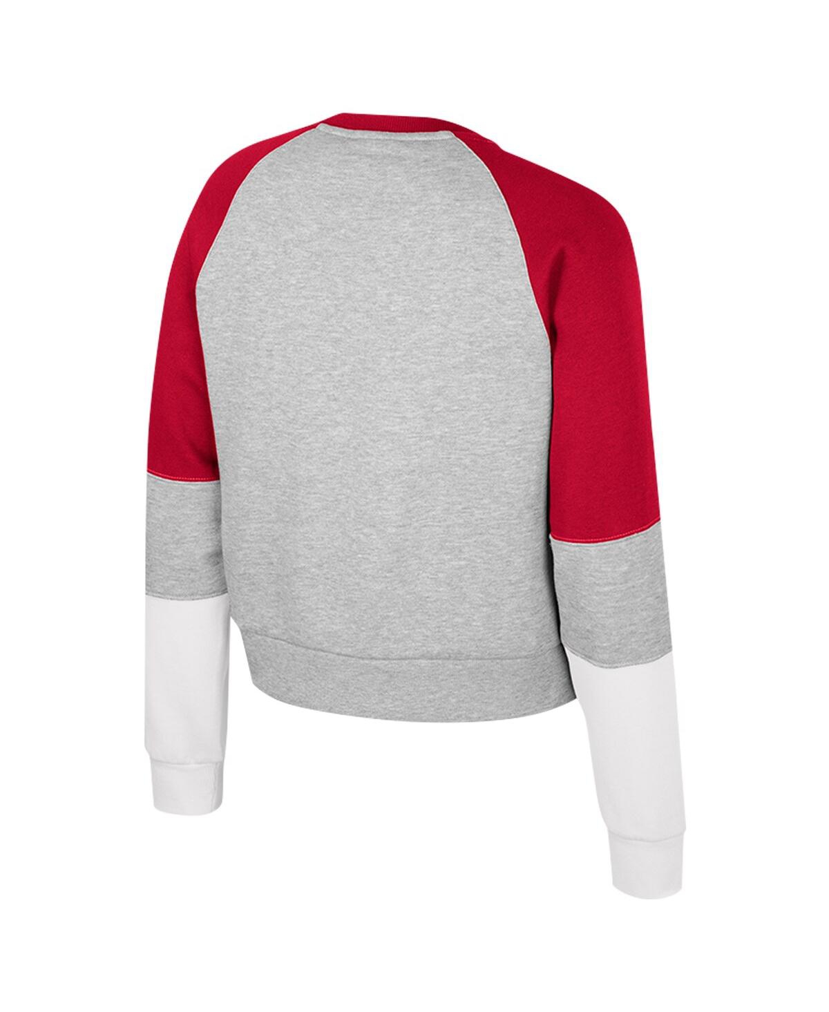 Colosseum Women's Heather Gray Alabama Crimson Tide Katinka Rhinestone Scoop Neck Pullover Sweatshirt In Multi