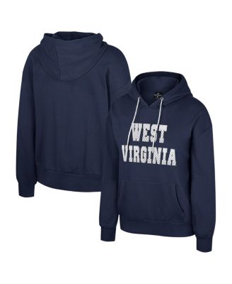 Colosseum - Women's Navy West Virginia Mountaineers Reflection Rhinestone Drawcord Pullover Hoodie