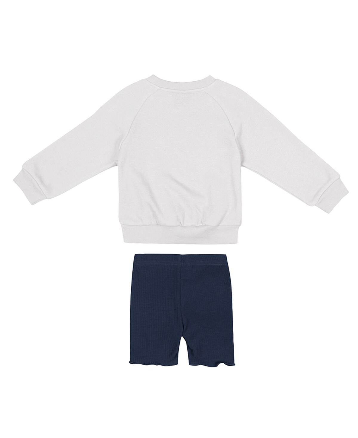 Colosseum Girls 2-piece Toddler White/navy Penn State Nittany Lions Beta Fleece Sweatshirt And Shorts Set In Multi