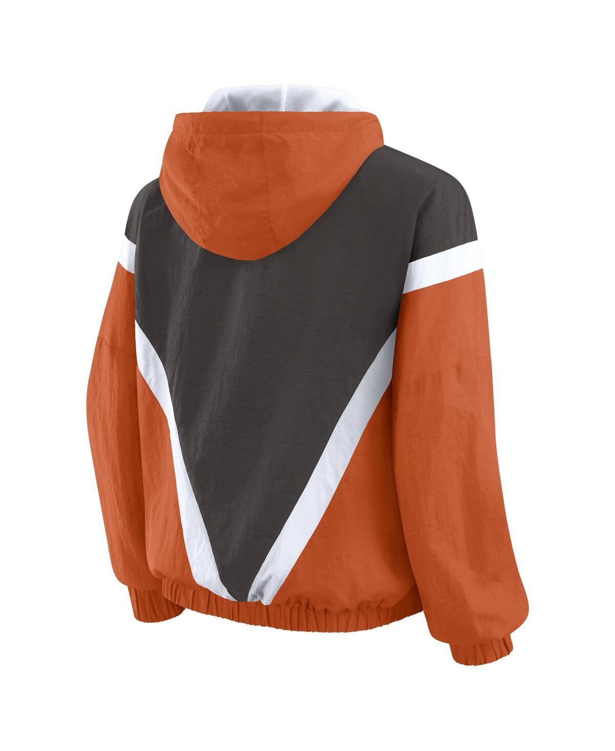 Wear By Erin Andrews Women's Texas Orange/gray Texas Longhorns Color Block Full-zip Windbreaker Jacket In Brown