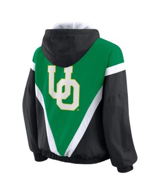 Women's Green/Black Oregon Ducks Color Block Full-Zip Windbreaker Jacket
