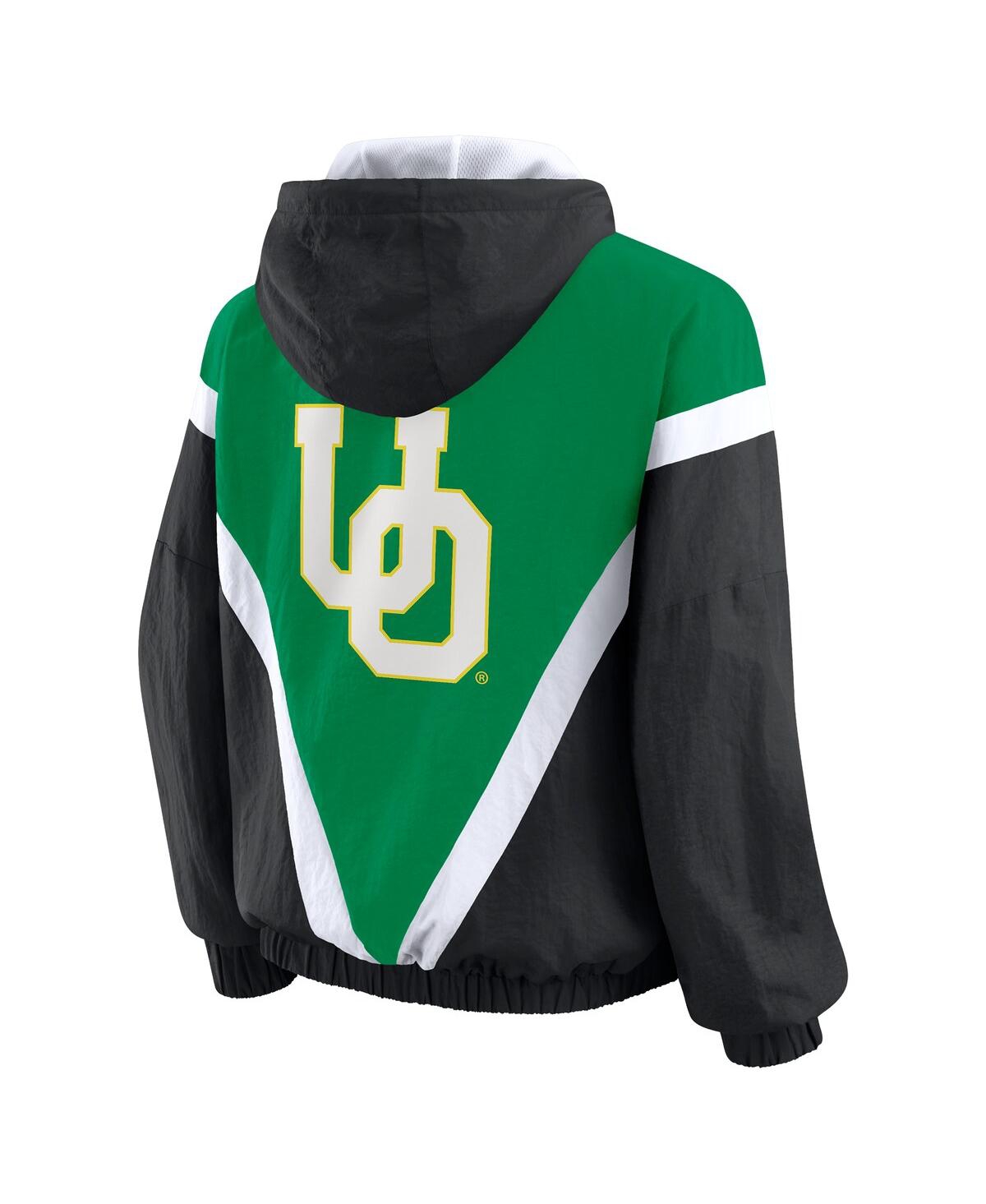 Wear By Erin Andrews Women's Green/black Oregon Ducks Color Block Full-zip Windbreaker Jacket In Multi