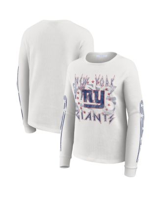 WEAR by Erin Andrews - Women's White New York Giants Graphic Waffle Long-Sleeve T-shirt