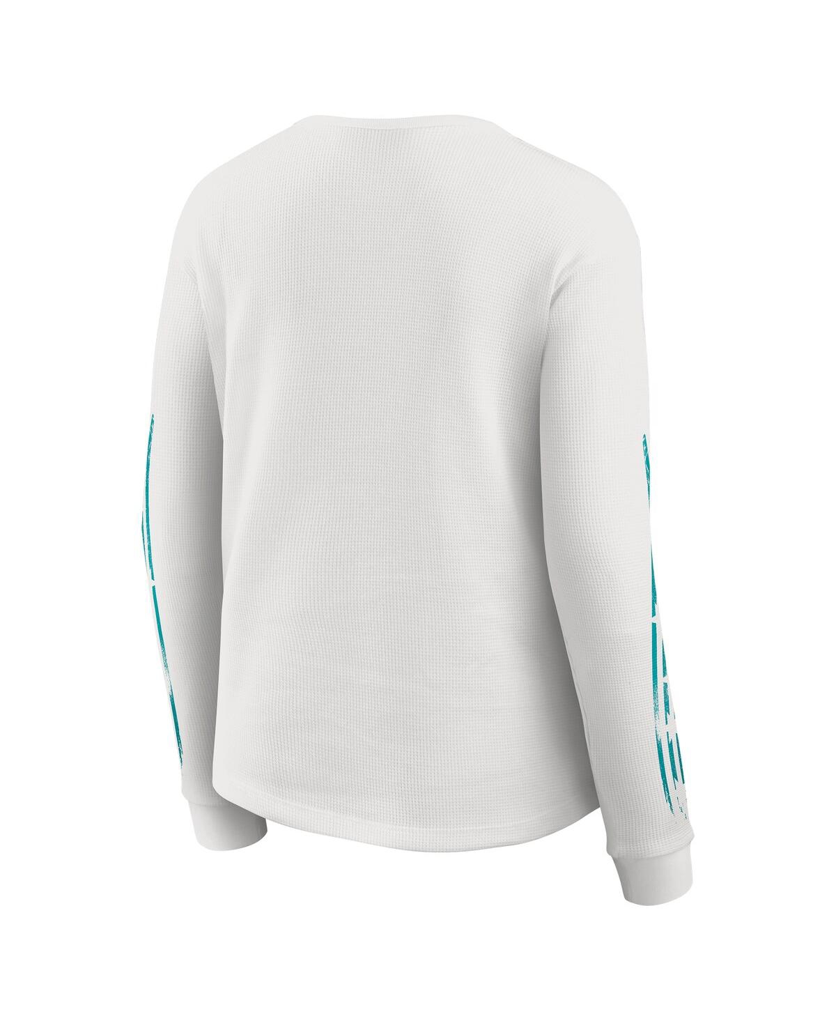 Wear By Erin Andrews Women's White Miami Dolphins Graphic Waffle Long-sleeve T-shirt In Animal Print