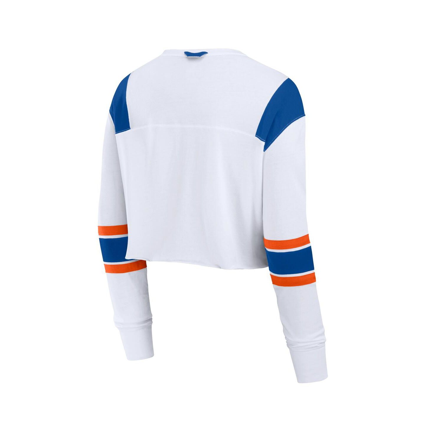 Женский топ Fanatics White Florida Gators Training Camp Cropped Long Sleeve V-Neck Fashion — фото 2