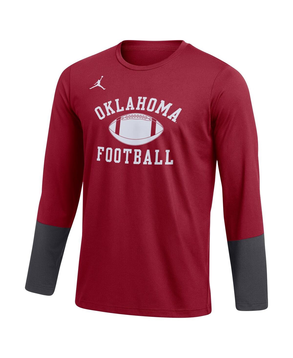 Jordan Men's Crimson Oklahoma Sooners Football Performance Long Sleeve T-shirt In Red