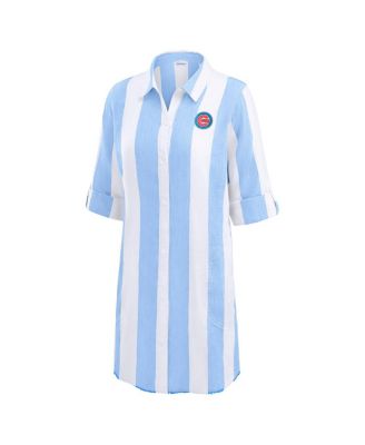 Women's&nbsp;Blue Chicago Cubs Rugby Beach Boyfriend Full-Button Top