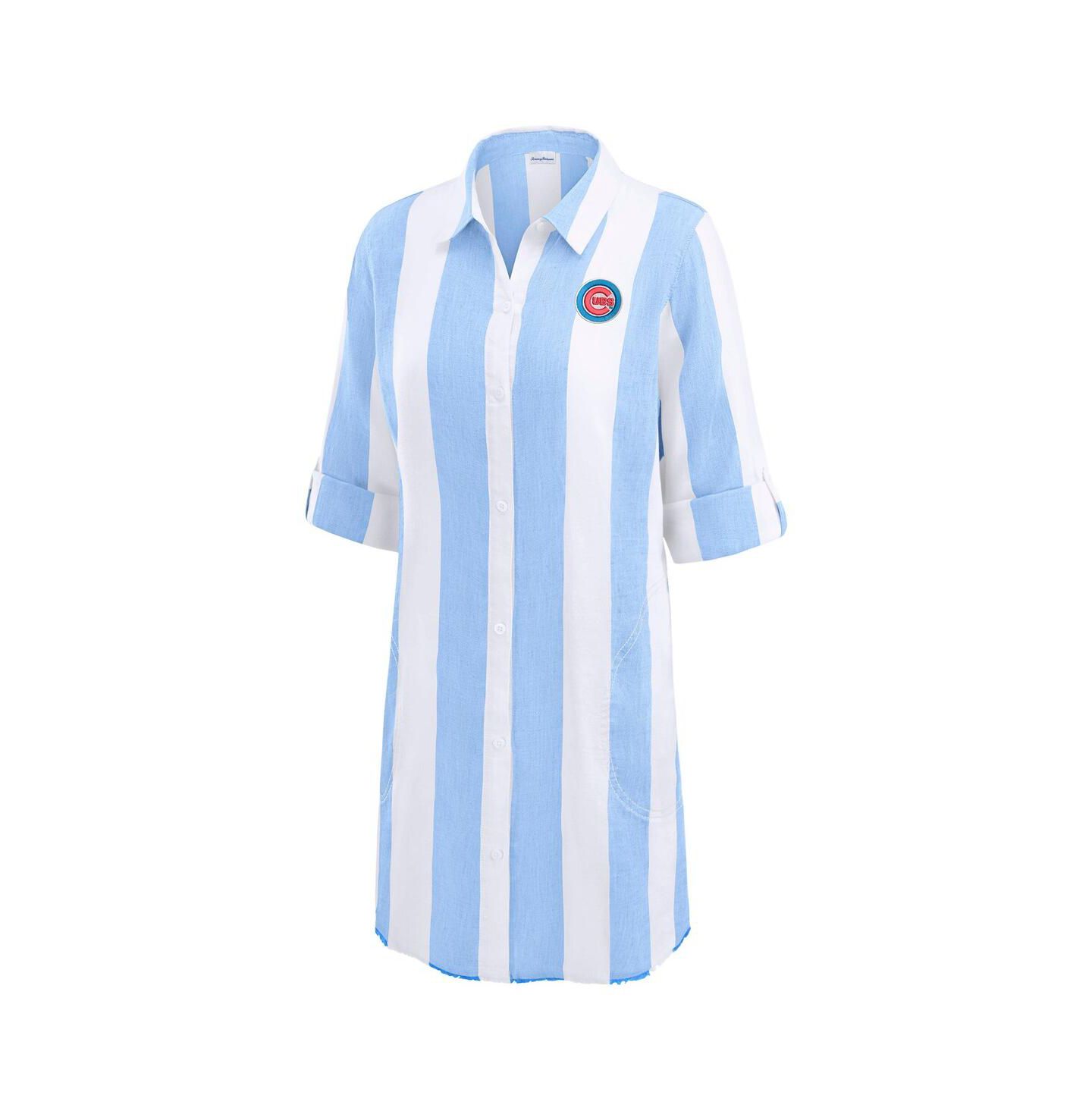 Женский топ Tommy Bahama Blue Chicago Cubs Rugby Beach Boyfriend Full-Button — фото 3