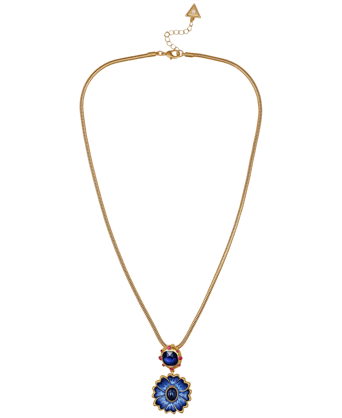Guess Glass Stone Gold-tone Floral Drop Necklace In Gold