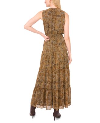 Women's Tie Neck Tiered Sleeveless Dress