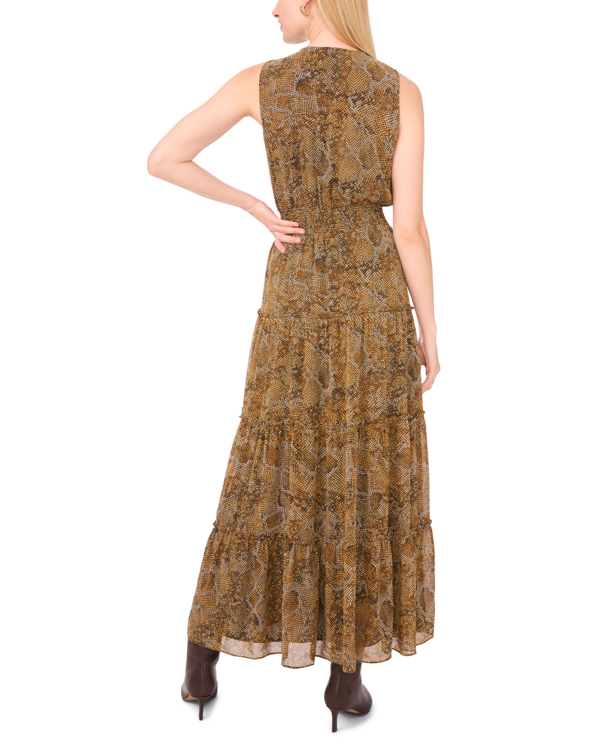 1.state Tie Neck Tiered Dress In Brown