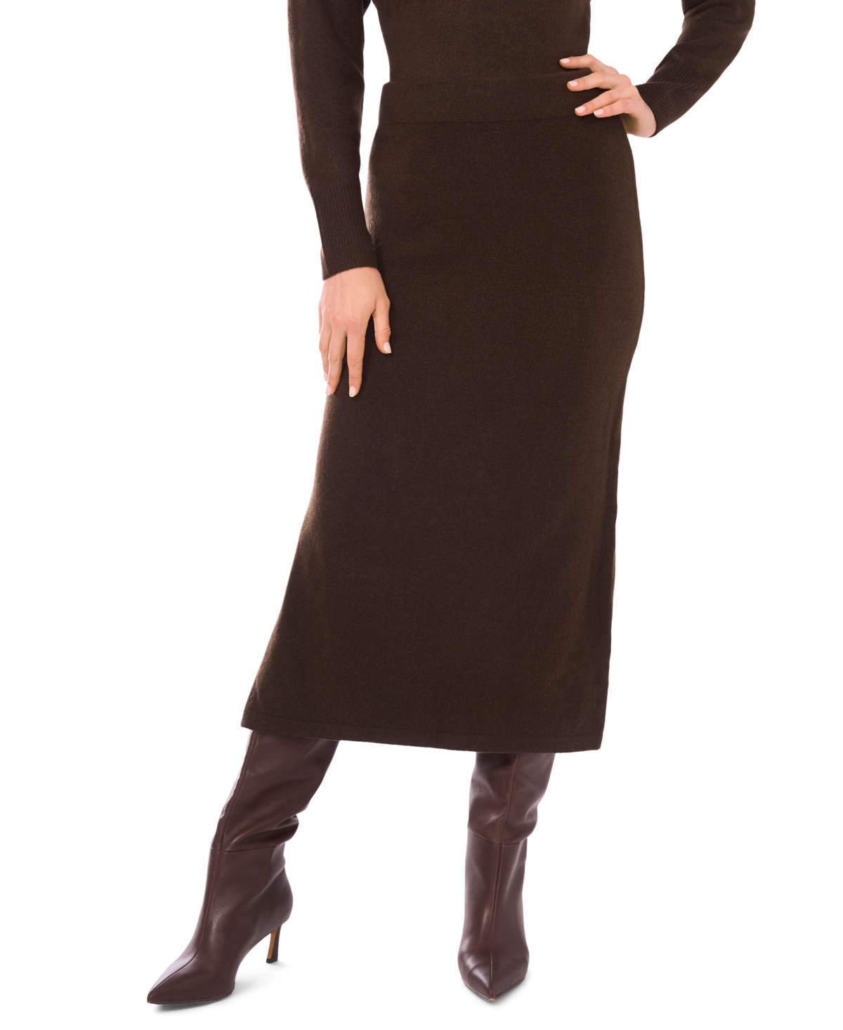 1.state Women's Side Slit Pencil Midi Skirt In Brown