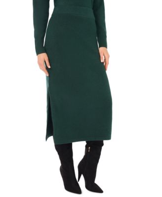 1.STATE - Women's Side Slit Pencil Midi Sweater Skirt