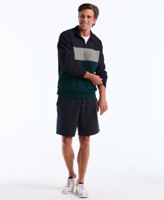 Men's Color-Blocked Fleece Zip Pull On Sweatshirt