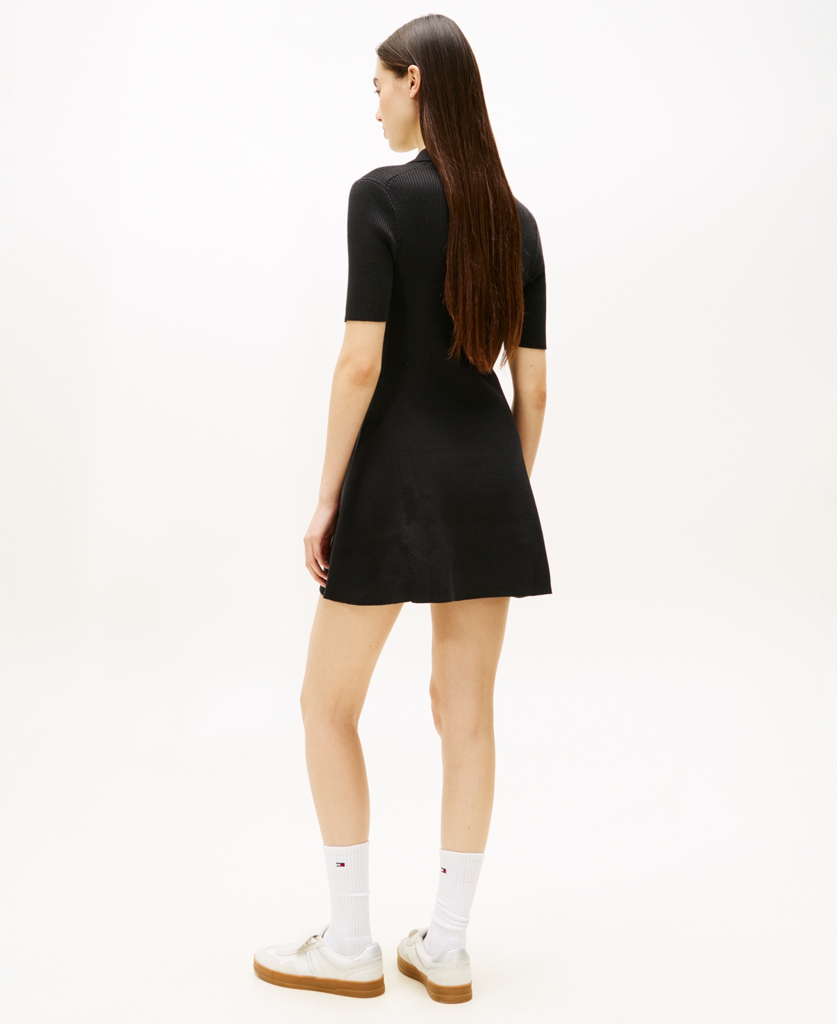 Tommy Jeans Women's Fit And Flare Polo Mini Dress In Black