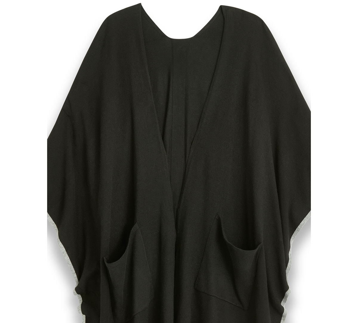Calvin Klein Tipped Knit Shawl Ruana In Black