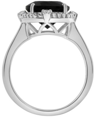 Onyx (3-1/2ct. t.w.) and Lab Grown White Sapphire (1/10 ct. t.w.) Ring in Sterling Silver