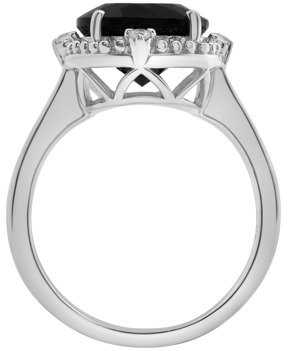 Macy's Onyx (3-1/2ct. T.w.) And Lab Grown White Sapphire (1/10 Ct. T.w.) Ring In Sterling Silver In Metallic