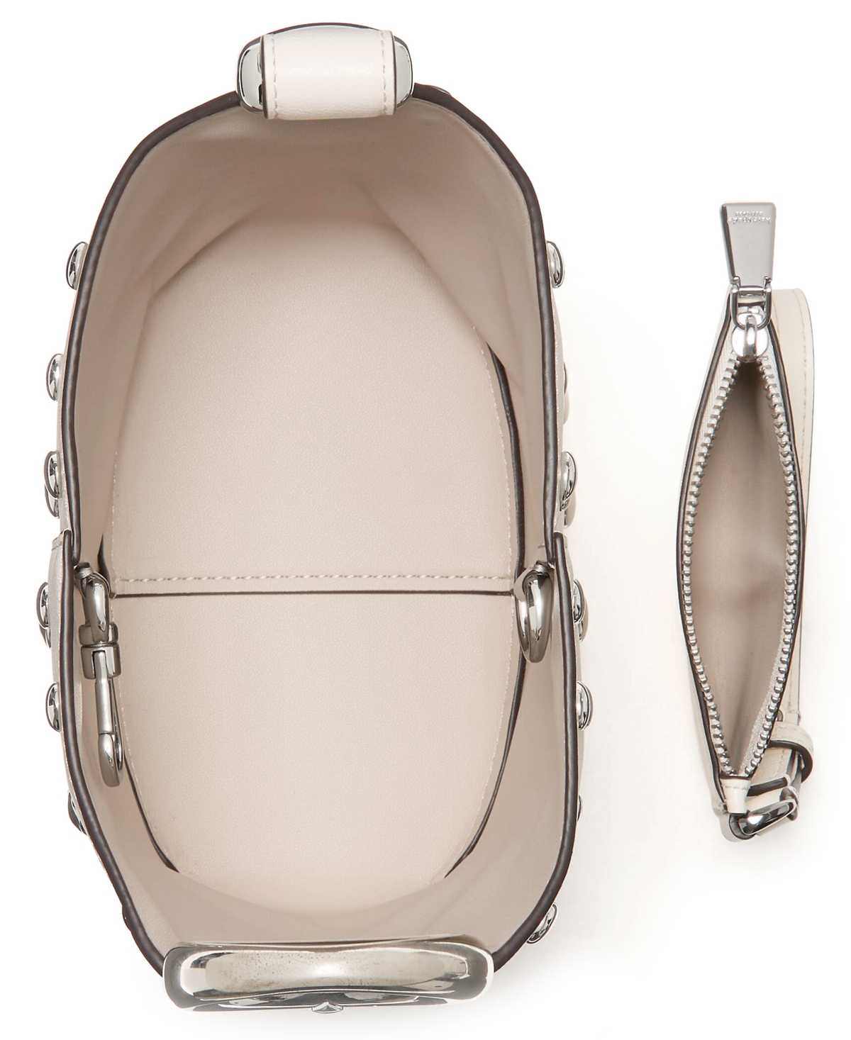 Kate Spade Halo Studded Mini Bucket Bag In White