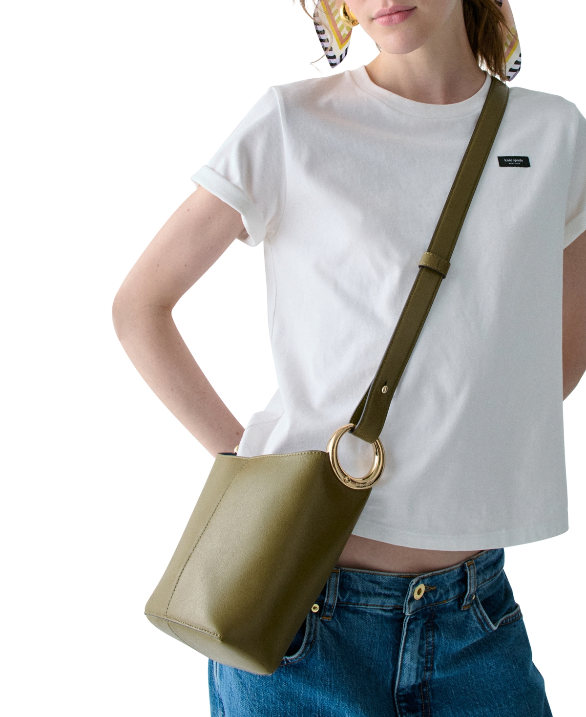 Kate Spade Halo Glazed Mini Bucket Bag In Green