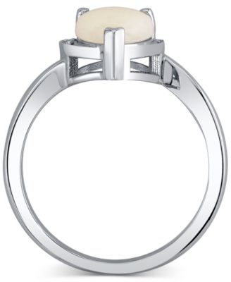 Pear Shape Opal Ring (1 ct. t.w.) in 10k White Gold