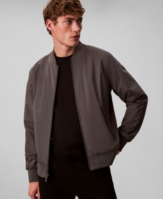 Men's Logo-Print Matte Bomber Jacket