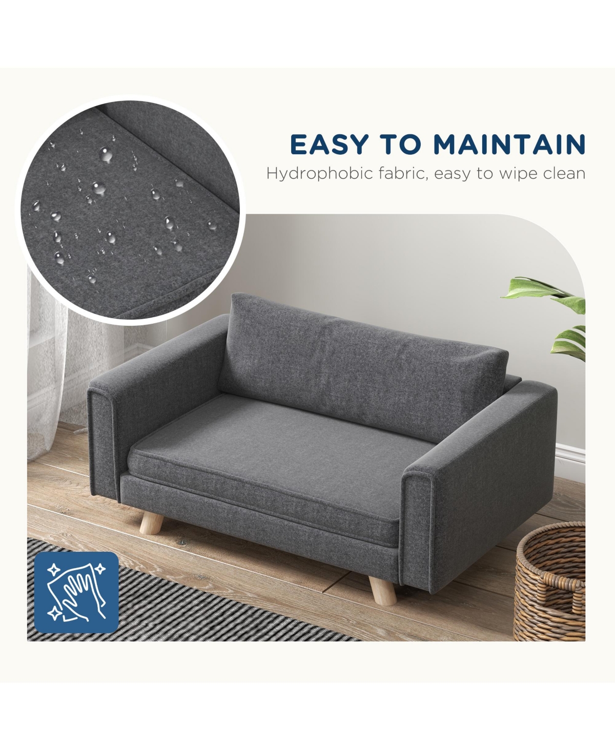 PawHut Raised Dog Sofa for Small and Medium Dogs, Elevated Pet Sofa,