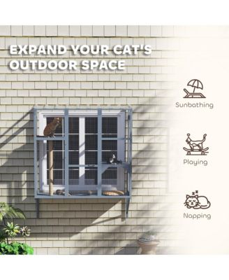 Catio Outdoor, Window Catio for 2-3 Cats, for Playing Sunbathing
