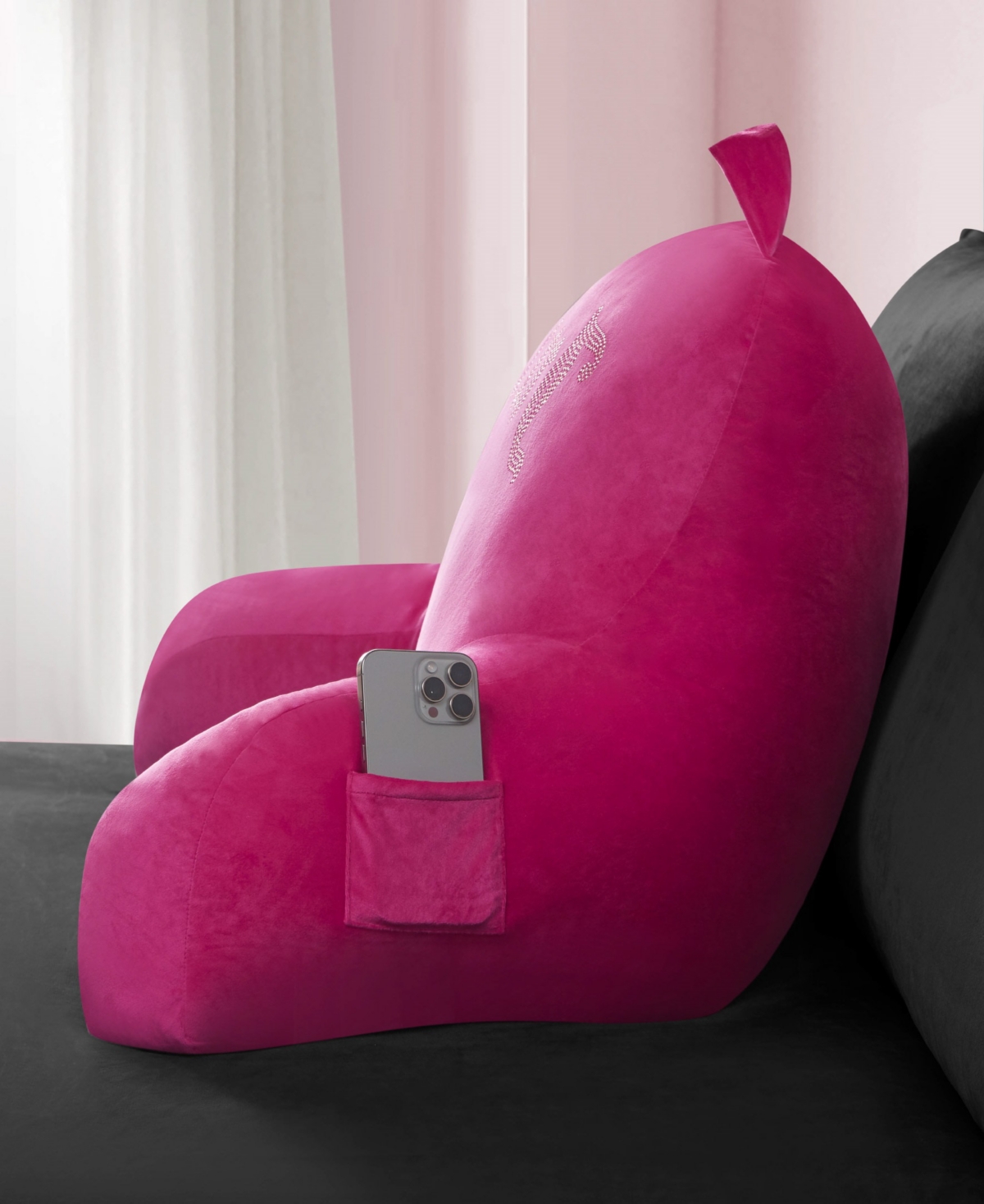 Juicy Couture Backrest Polyester Pillow With Pocket, 30" X 17" In Pink