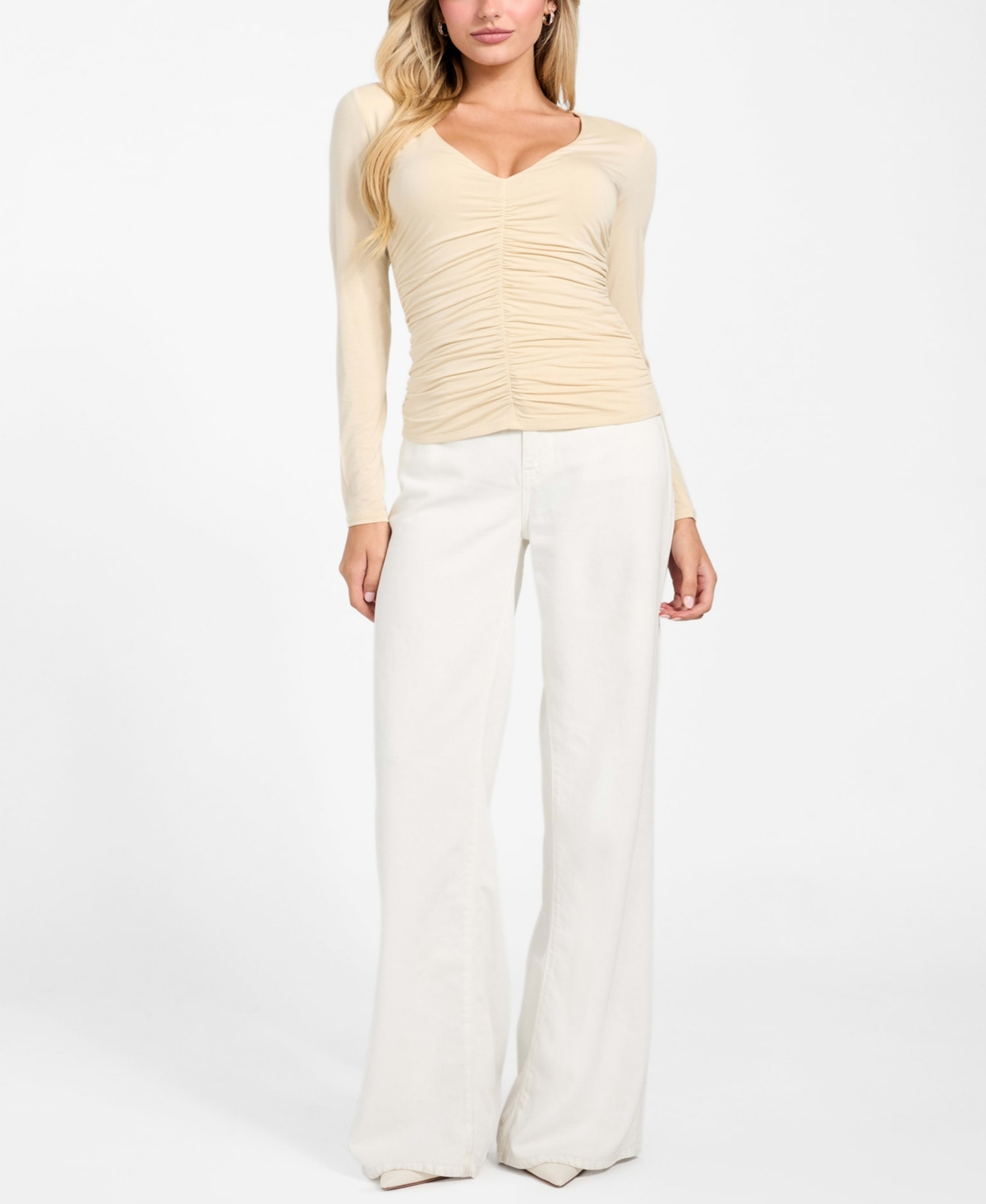 Guess Ayleen Ruched Long Sleeve Jersey Top