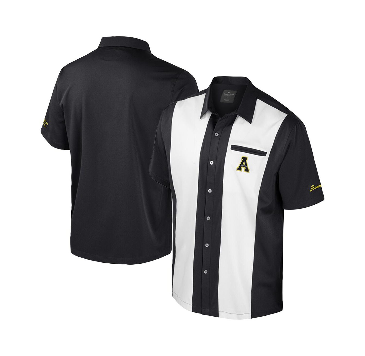 Men's Black Appalachian State Mountaineers Strike Bowling Button-Up Shirt