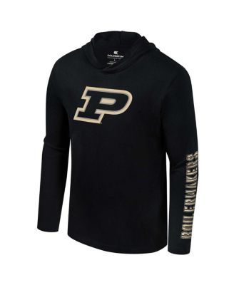 Men's Black Purdue Boilermakers Color Pop Active Blend 2-Hit Long Sleeve Hooded T-Shirt
