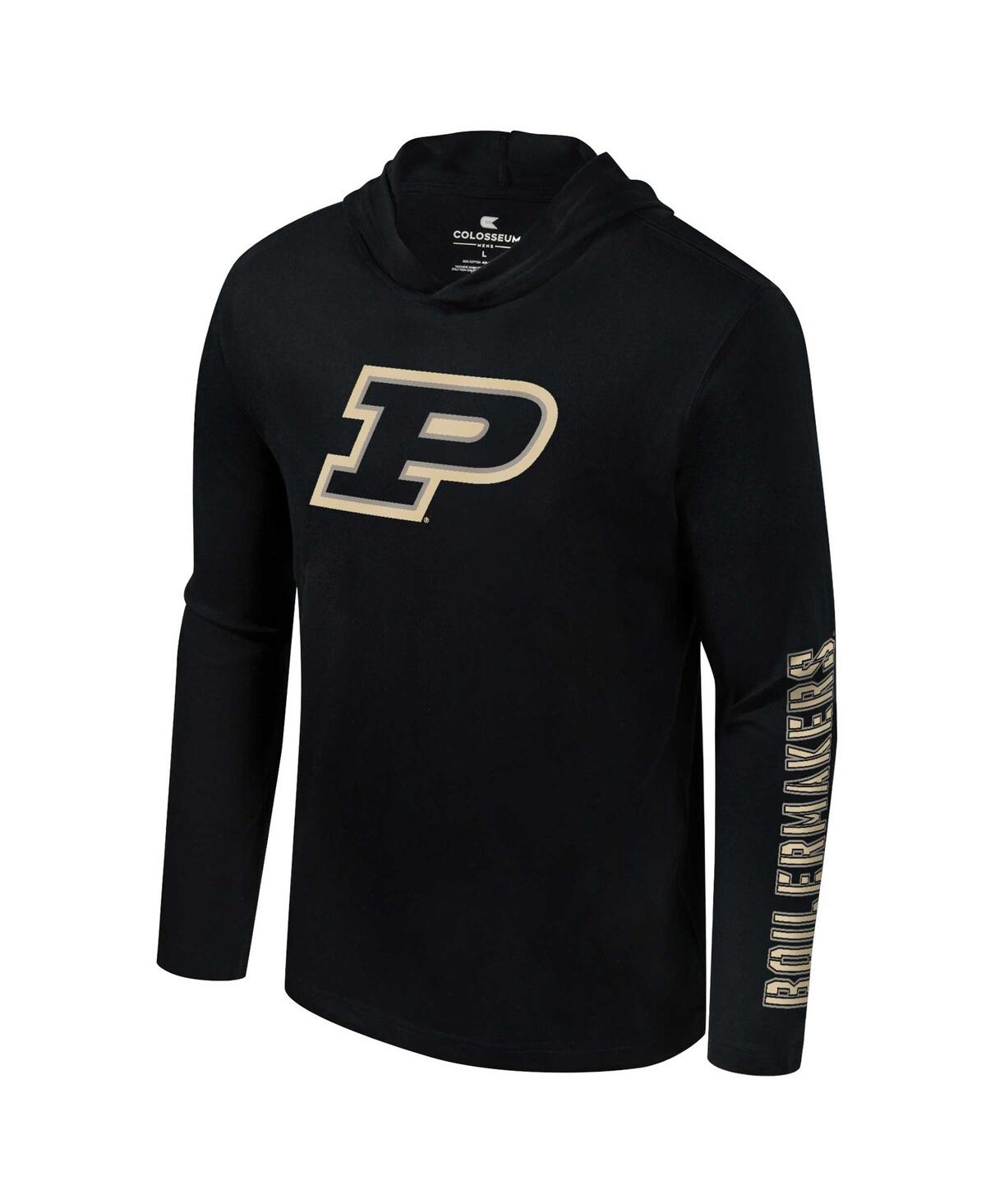 Colosseum Men's Black Purdue Boilermakers Color Pop Active Blend 2-hit Long Sleeve Hooded T-shirt In Black