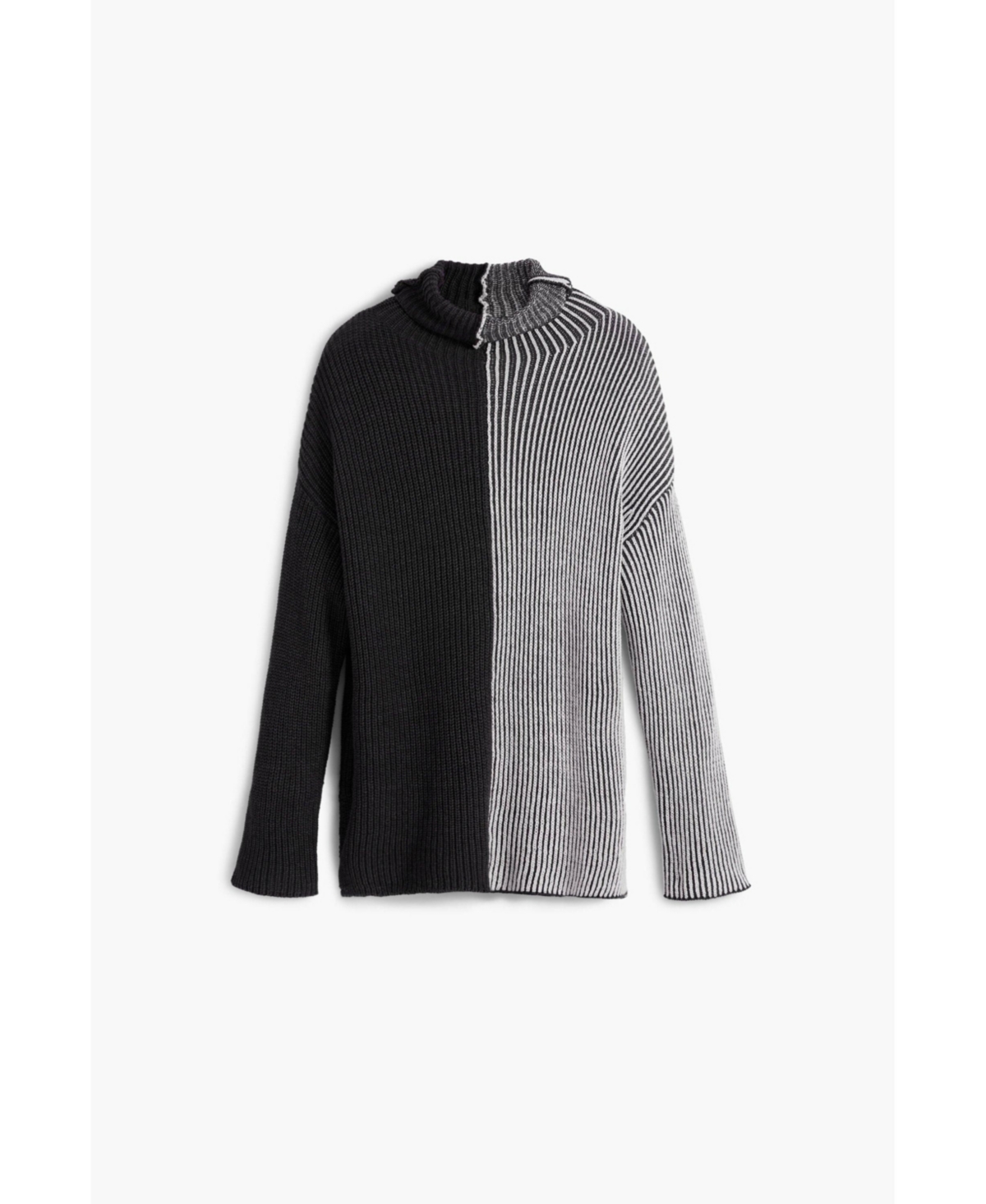 Desigual Women's Two-tone Striped Sweater In Gray