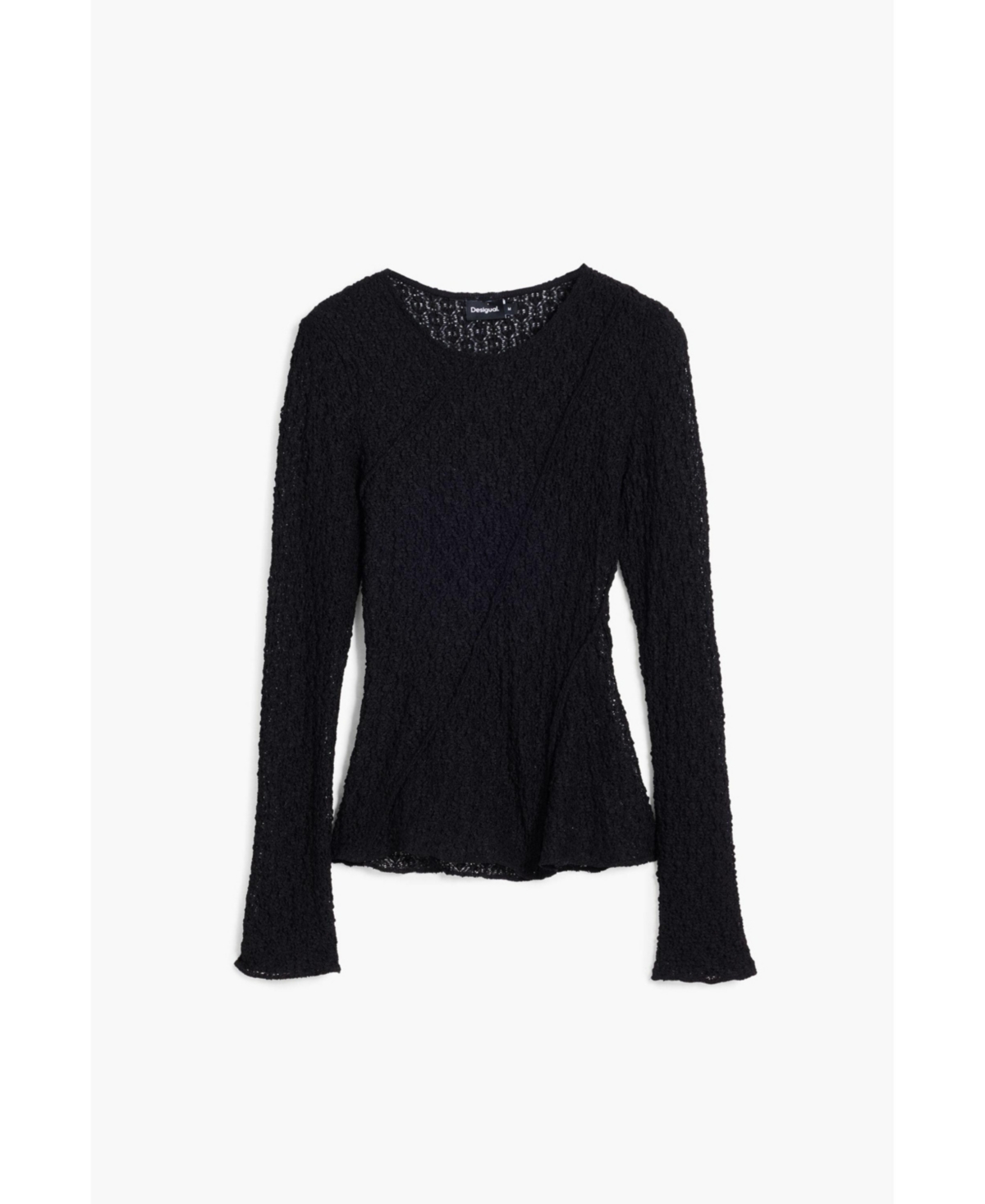 Desigual Stretch Lace T-shirt Long Sleeve T-shirt In Black