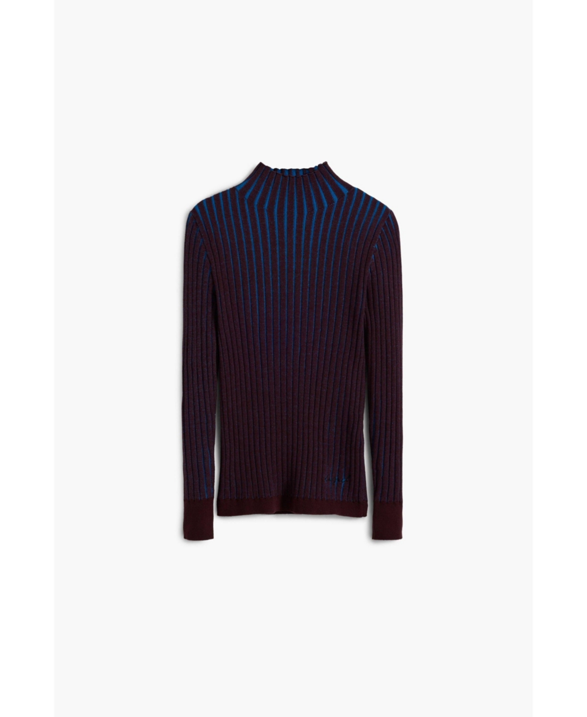 Desigual Fitted Rib Sweater In Blue