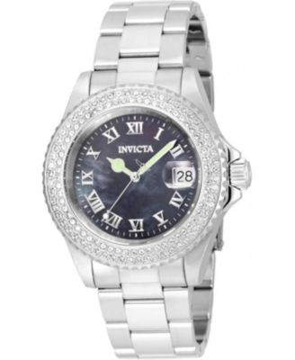 Women's 21711 Angel Quartz 3 Hand Black Dial Watch