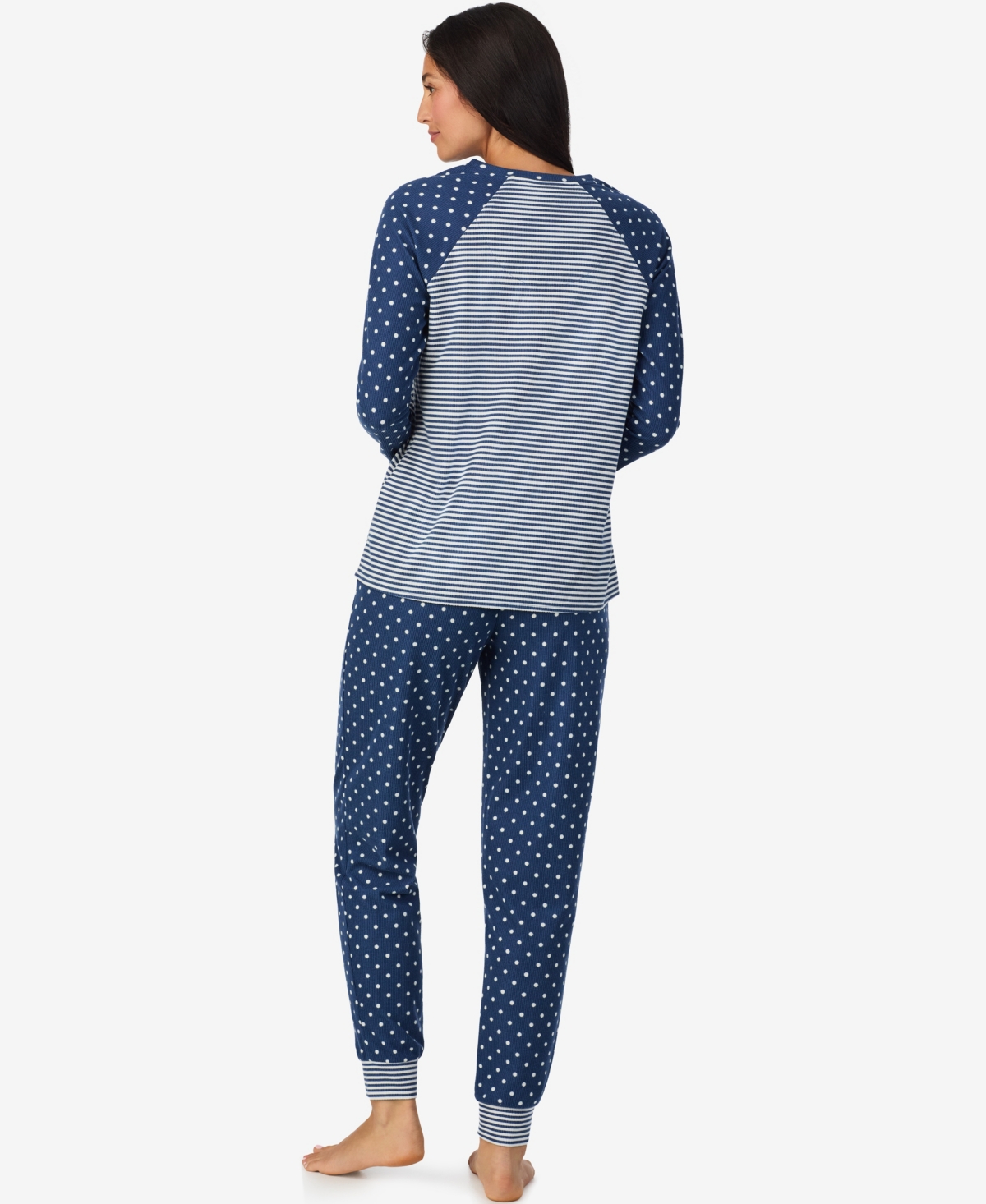 Cuddl Duds Women's 2-piece Brushed Waffle Long Sleeve Jogger Pajama Set In Blue