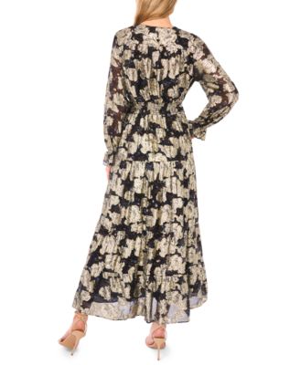 Petite V-Neck Long Sleeve Maxi Dress