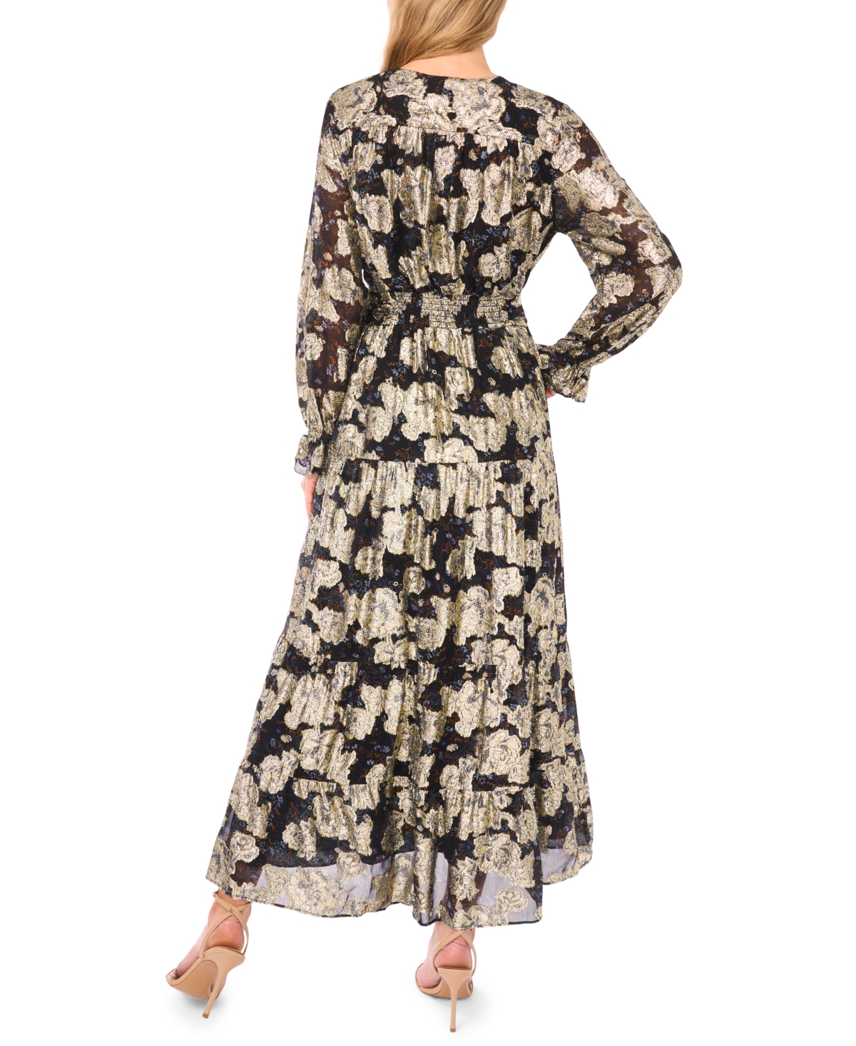 Msk Petite V-Neck Long Sleeve Maxi Dress