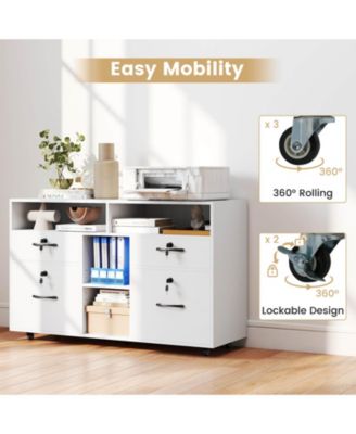 File Cabinet with Lock 4 Drawers Fits Files A4/Letter Size Adjustable Shelf