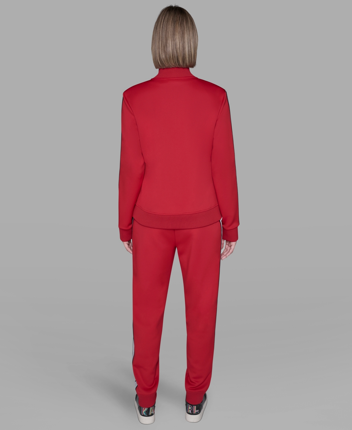 Karl Lagerfeld Women's Logo Tape Zip Up Jacket In Red