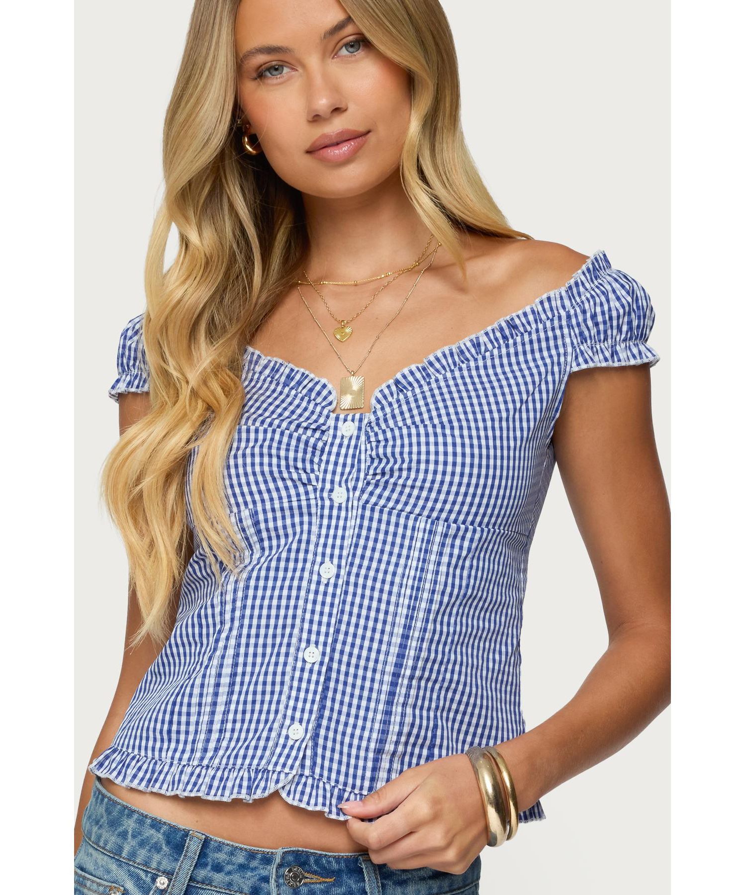 Women's Dorothie Gingham Button Up Top